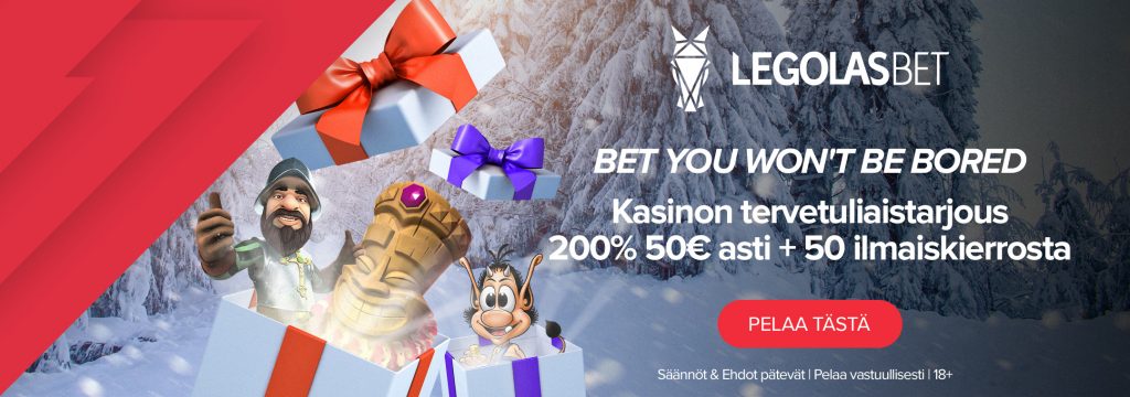 Legolasbet - Tervetuliaistarjous 200% 50€ asti + 50 ilmaiskierrosta